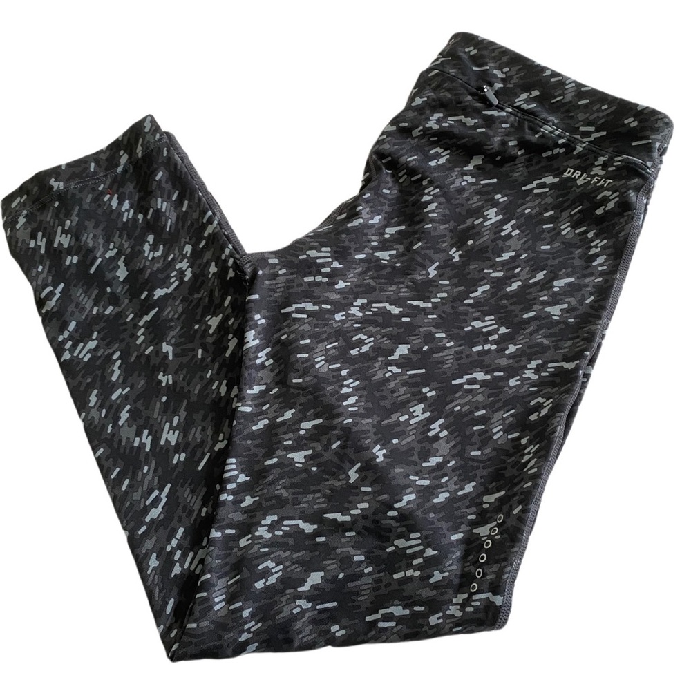 Nike Dri-Fit Leggings Confetti Pattern Gray Black